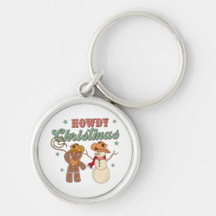 Chaveiro Olá Natal Cowboy Boneco de Neve Ocidental Divertid