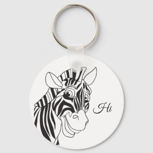 Chaveiro "Olá!" rotulando na moda preto & branco da zebra