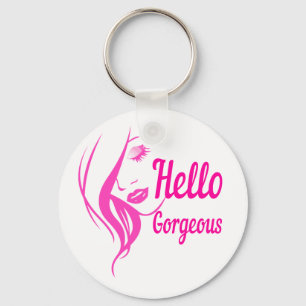 Chaveiro Olá! senhora bonita lindo Cara Desenho Tipografia