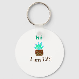 Chaveiro Olá, sou Lily Cacto Suculto, adicione nome aquarel