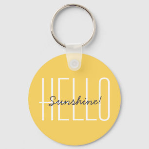 Chaveiro Olá Sunshine Citação de Tipografia Moderna Amarela