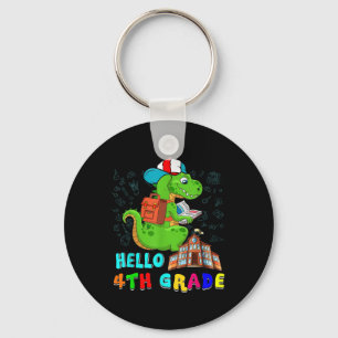 Chaveiro Olá T-rex da 4ª série Vestindo Mochila Lendo B