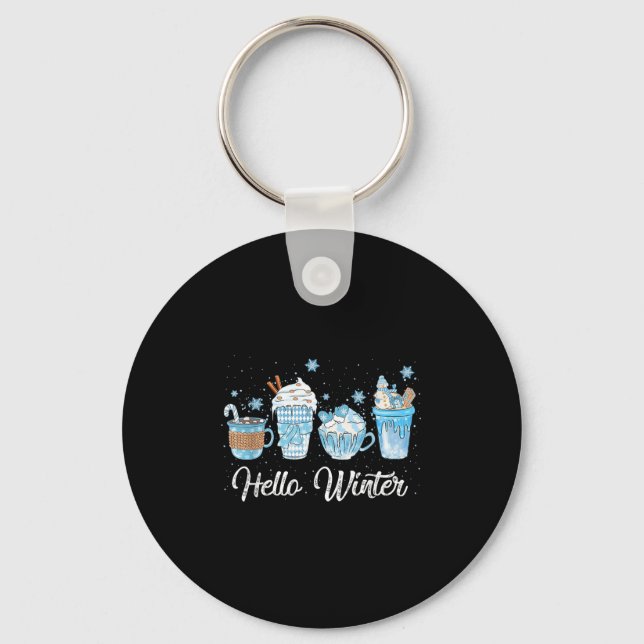 Chaveiro Olá Winter Sweet Cozy Coffee Lovers Snowman Chri (Frente)