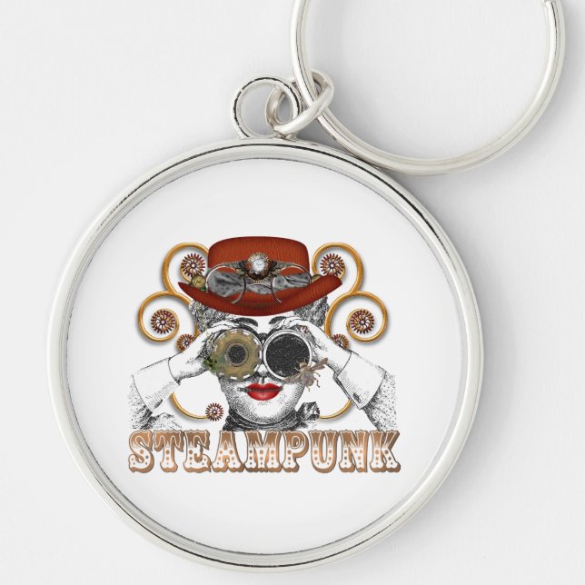 Chaveiro olhando esteticamente steampunk arte de colagem st (Frente)