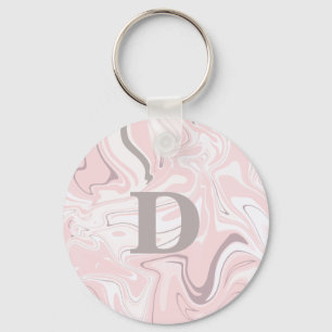 Chaveiro Olhar de mármore cor-de-rosa e branco minimalista