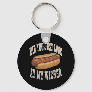 Chaveiro Olhou Para o Wiener Engraçado Cachorro Quente Comi