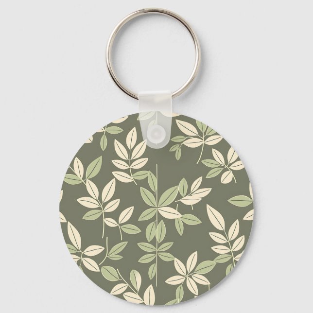Chaveiro Olive Sage Botanical Leaves Pattern  (Frente)