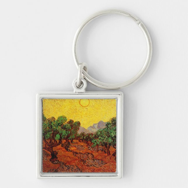 Chaveiro Oliveiras com céu amarelo e Sun Van Gogh (Frente)