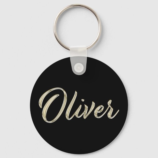 Chaveiro Oliver Name whitegold Button Schlüsselanhänger (Frente)