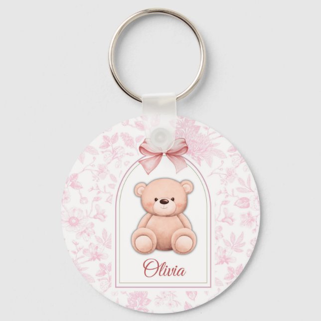 Chaveiro Olivia | Design de Enfermeiro de Urso Rosa Persona (Frente)