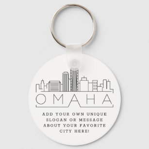Chaveiro Omaha, Nebraska Stylizou Skyline   Slogan Personal