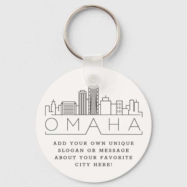Chaveiro Omaha, Nebraska Stylizou Skyline | Slogan Personal (Frente)