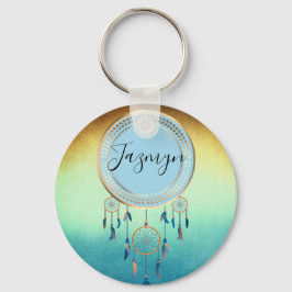 Chaveiro Ombre Blue Orange Personalizado Dreamcatcher