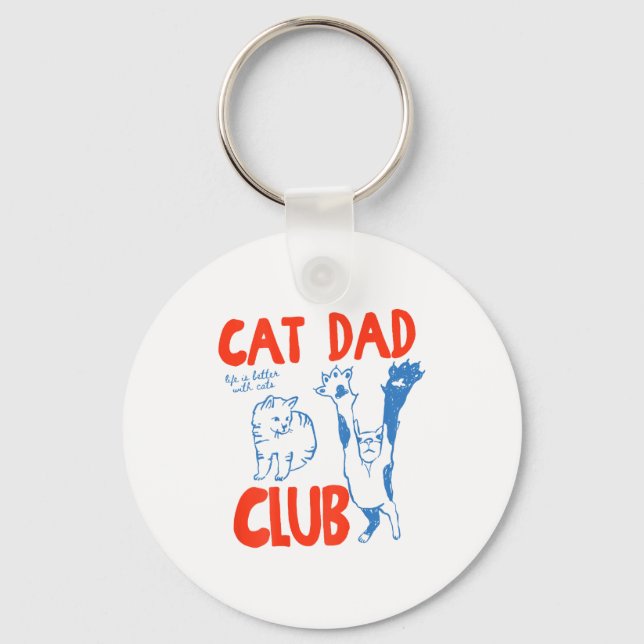 Chaveiro (on Back) Cat Dad Club Life Is Better With Cats Fa (Frente)