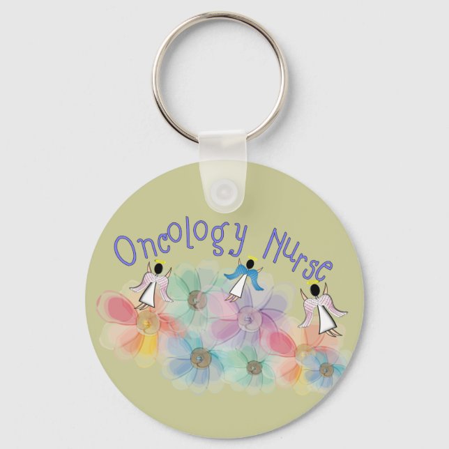 Chaveiro Oncologia Enfermeira Whispy Angels & Flowers Desig (Frente)