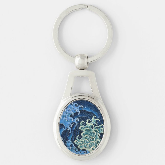 Chaveiro Onda Feminina Hokusai Vintage Oceano  (Frente)