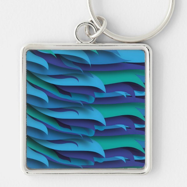 Chaveiro Ondas de diferentes tons de azul para verde (Frente)