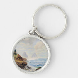 Chaveiro Ondas Dramáticas Envolvem uma Costa Rocky