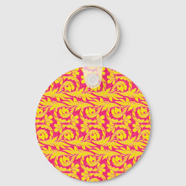 Chaveiro Ondas Metálicas Amarelo-Rosa (Frente)