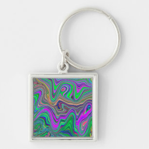 Chaveiro Ondas Trippy de Verde Lima e Roxo