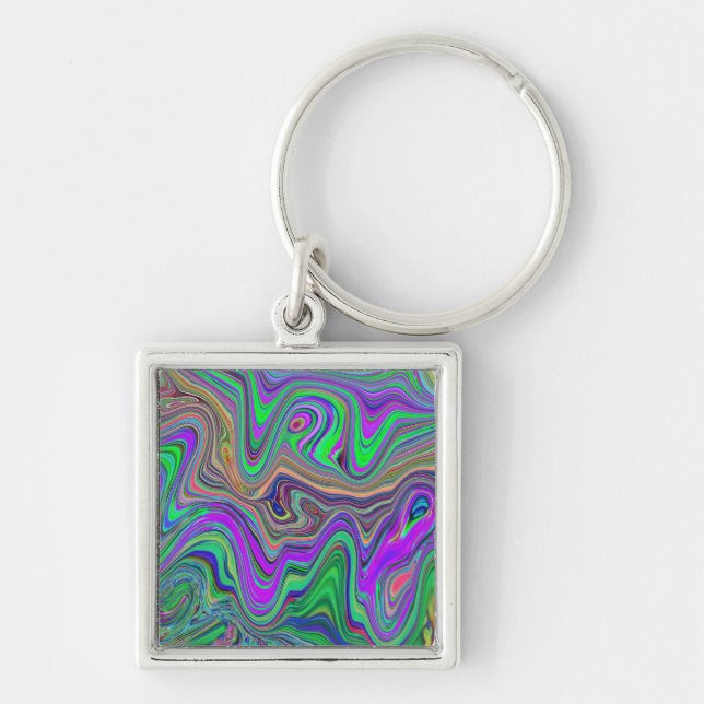 Chaveiro Ondas Trippy de Verde Lima e Roxo (Frente)
