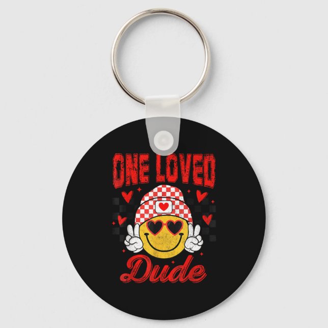 Chaveiro One Loved Dude Checkered Heart Valentines Day Boys (Frente)