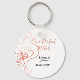 Chaveiro One Perfect match terracotta wedding couple name f