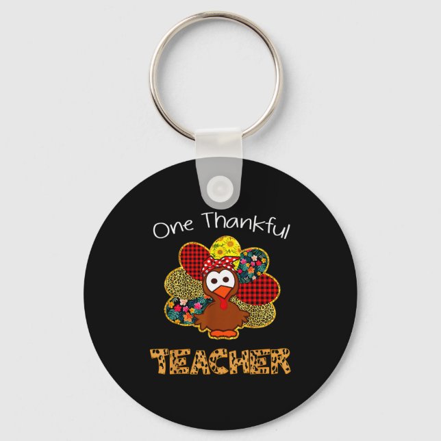 Chaveiro One Thankful Teacher Shirt Funny Cute Turkey Thank (Frente)