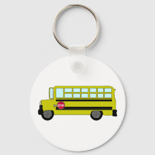 Chaveiro Ônibus Escolar Amarelo com Sinal de Parada