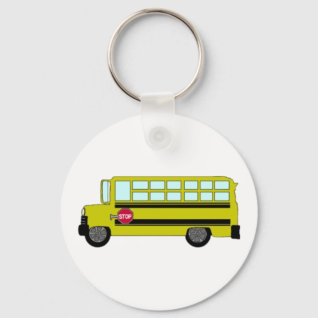 Chaveiro Ônibus Escolar Amarelo com Sinal de Parada (Frente)