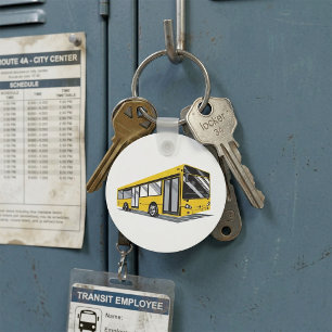 Chaveiro Ônibus Urbano Amarelo Vibrante Transporte Público