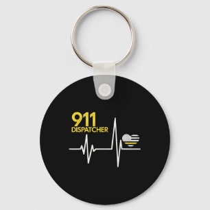 Chaveiro Operador 911 Coração Polícia Bandeira Fina Patriot
