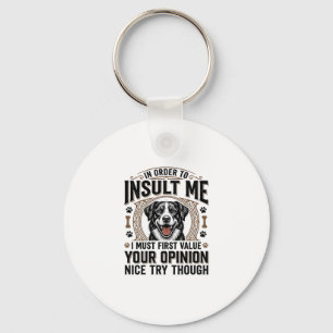 Chaveiro Opinião de cachorro engraçado design de camiseta v