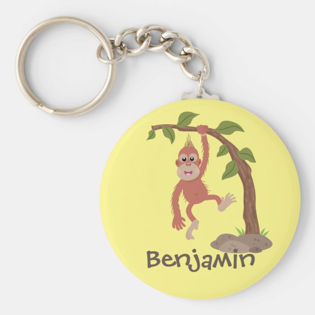 Chaveiro Óptica de desenho animado de orangotango, um bebê  (Frente)