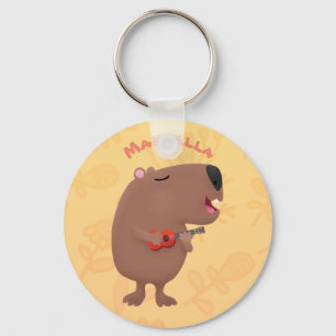 Chaveiro Óptica desenho animado de capybara ukulele