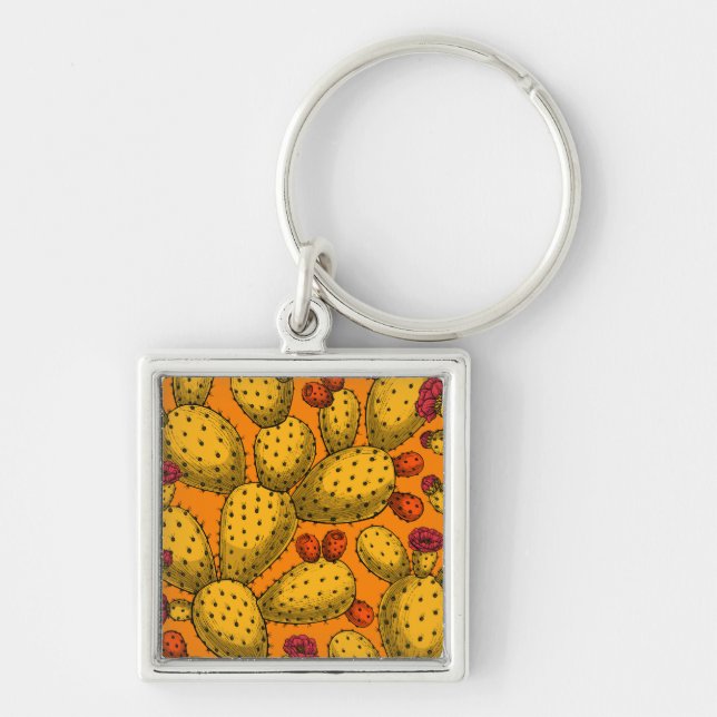 Chaveiro Opuntia florescente em amarelo (Frente)