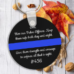 Chaveiro Orador de Policiais Thin Blue Line Personalizado<br><div class="desc">Policiais Thin Blue Line Rezam - "Deus, Abençoe nossos Policiais. Mantenha-os seguros dia e noite. Dar-lhes força e coragem para fazer cumprir tudo o que está certo." Perfeito para todos os policiais e polícias. Estas chaveiros de orações policiais são perfeitas para os departamentos de polícia, ou para enviar como obrigado...</div>