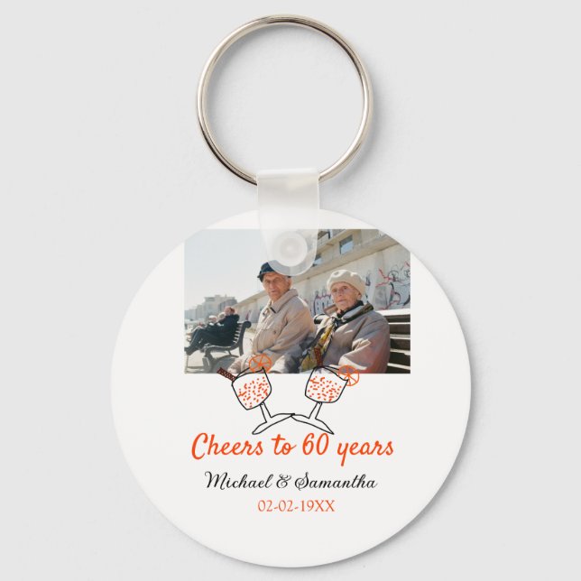 Chaveiro Orange cheers to 60 years anniversary wedding  (Frente)