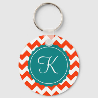 Chaveiro Orange e Teal Zig Zag Personalizado Inicial