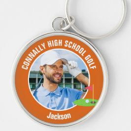 Chaveiro Orange Golfer Photo High School Golf Team