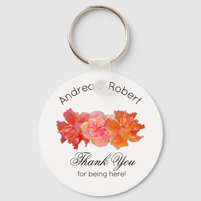 Chaveiro Orange Hibiscus Pessoal Obrigado Key Ring Favor (Frente)