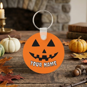Chaveiro Orange Pumpkin Personalizado Halloween Seu Nome