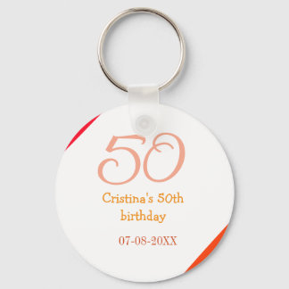 Chaveiro Orange red 50 birthday anniversary add name date p