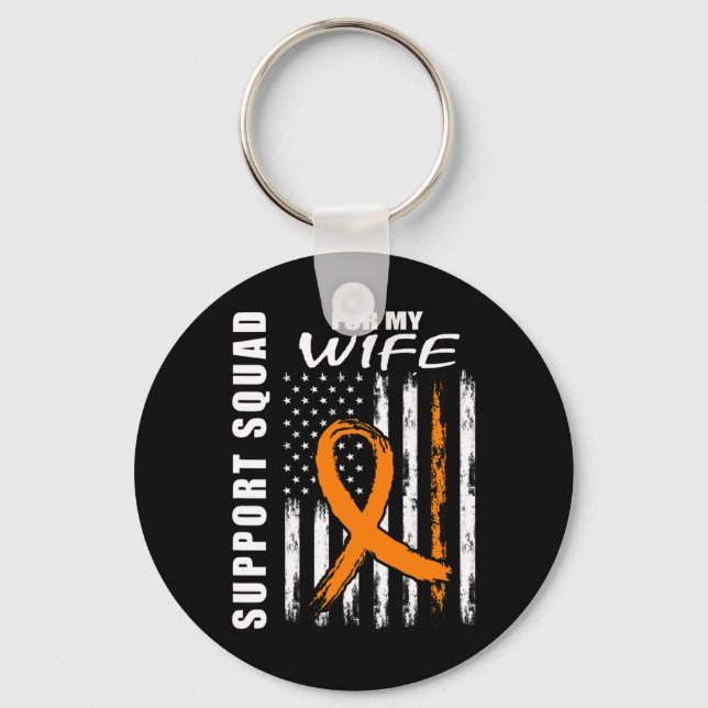 Chaveiro Orange Ribbon Wife Leukemia Sensibilização EUA Ban (Frente)