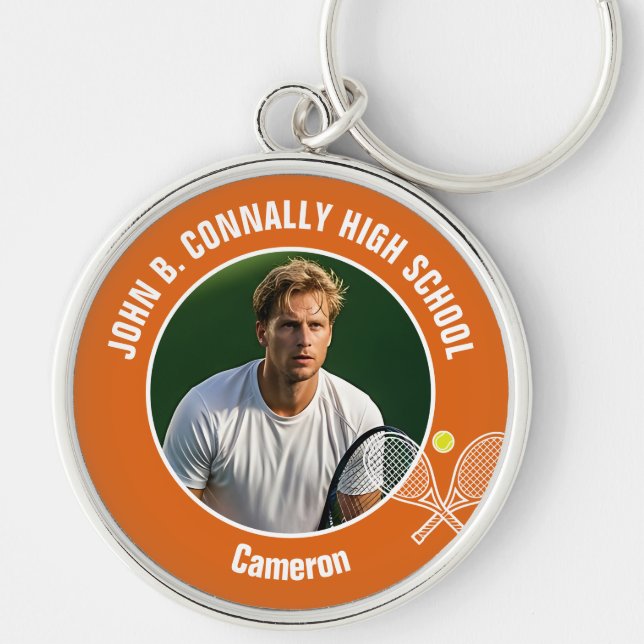 Chaveiro Orange Tennis Player Photo Commemorative Gift (Frente)