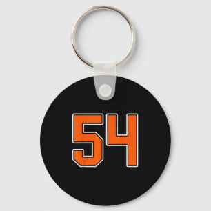 Chaveiro Orange White Number 54 Jersey Player Uniform #54