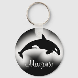 Chaveiro Orca Killer Whale Black and White Name