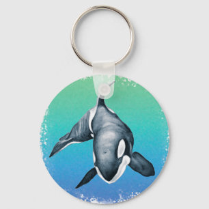 Chaveiro Orca Whale Teal crystal