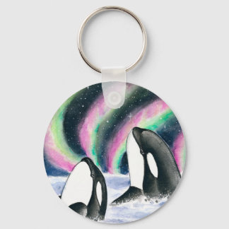 Chaveiro Orca Whales Galaxy Lights Norte Watercolor