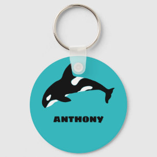 Chaveiro Orcas Killer Whales Teal Blue Personalizado